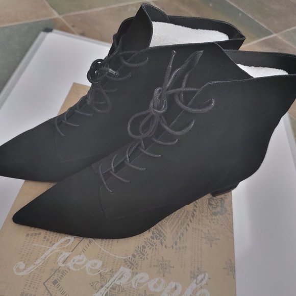 Free People Black Suede Dacile Lace Up Boot - Picture 2 of 8